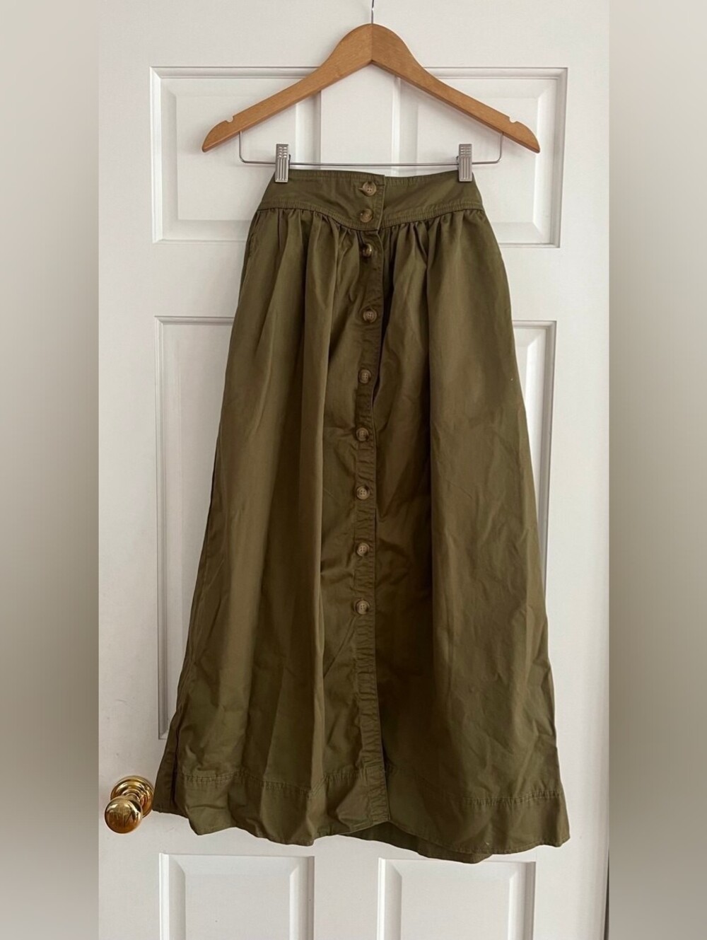 New Vanessa Bruno Olive Green Button-Front Maxi Skirt Size XS/34